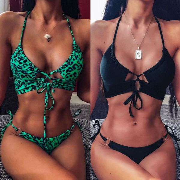 

2020 bandeau bikini set hollow out thong swimwear new push up padded biquini women swimsuit beach bathing suit