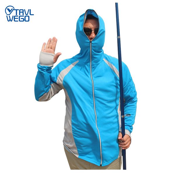 

trvlwego long sleeve shirt uv protection quick dry t shirt hunting men climbing hiking clothes outdoor summer fishing suits, Gray;blue