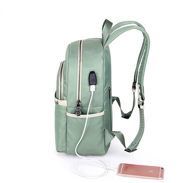 

women's fashion simple oxford cloth backpack usb charging computer bag wild outdoor travel big bag 2020 new