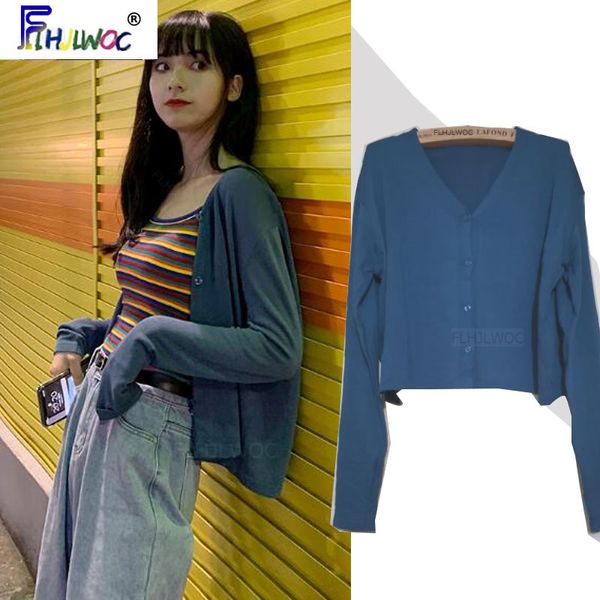 

2020 thin cardigan sweater coats women korean japanese preppy style button knit open front cardigans chic vestidos femme 426, White
