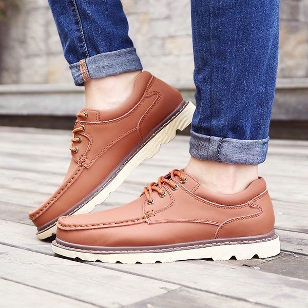 

brand men casual leather shoes for spring autumn big size 38-47 designer male lace-up oxfords black brown coffee cs05