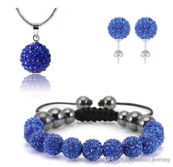 

new arrival10mm mix color uyitt white blue red multicolor crystal crystal set pendant necklace bracelet with disco balls sets o45635, Black