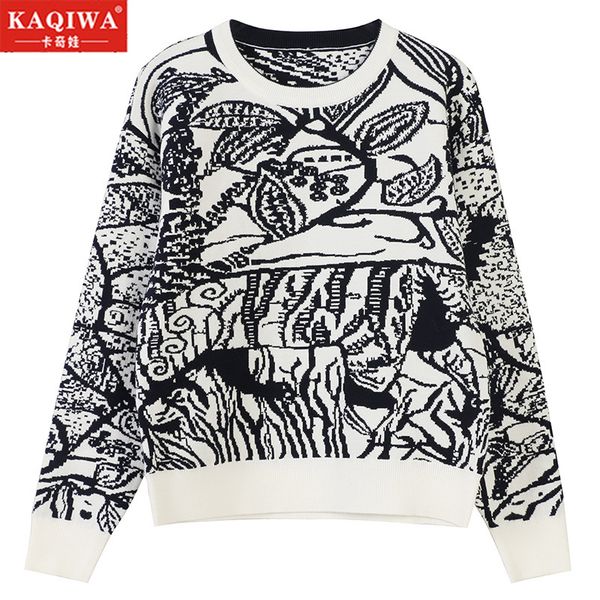 

korean autumn and winter pullover women's ins super fire heavy industry embroidery tiger long sleeve loose knit bottom coat, White;black