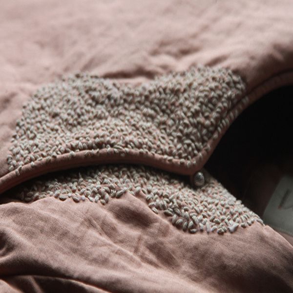 

johnature women embroidery floral vintage parkas coat belt 2019 winter new o-neck long sleeve cotton linen pink women parkas, Black