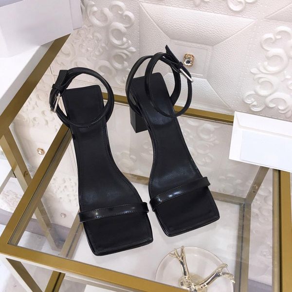 

buckle high heel female 3d graffiti square head sandals women's shoes 2020 fashion chunky heel sandals women's high heels, Black