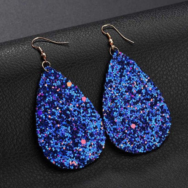 

блестки серьги для женщин искусственное перо капли воды многоцветные слеза блестящий крюк серьги ювелирные изделия заявление партии поставки, Silver