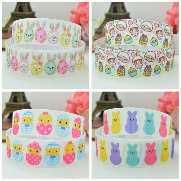 

supwrf 7/8" 22mm 50 yards easter eggs chick pink blue yellow purple cute ribbon printed grosgrain ribbon hai diy b0726, Slivery;white