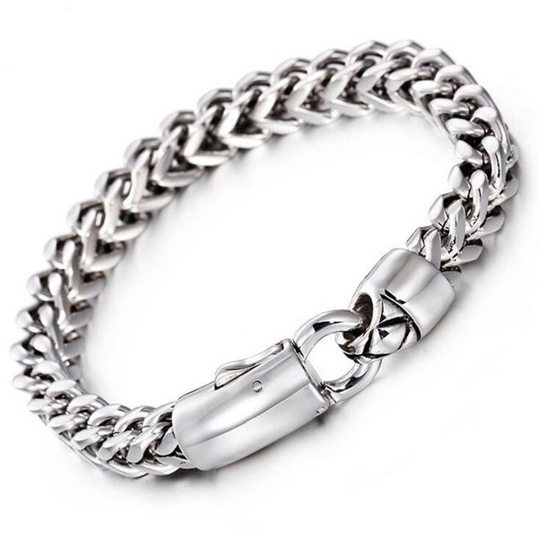 

dubai gold color biker chain bracelet men women jewelry punk rock hiphop 8mm wide keel chain link stainless steel mens bracelets, Black