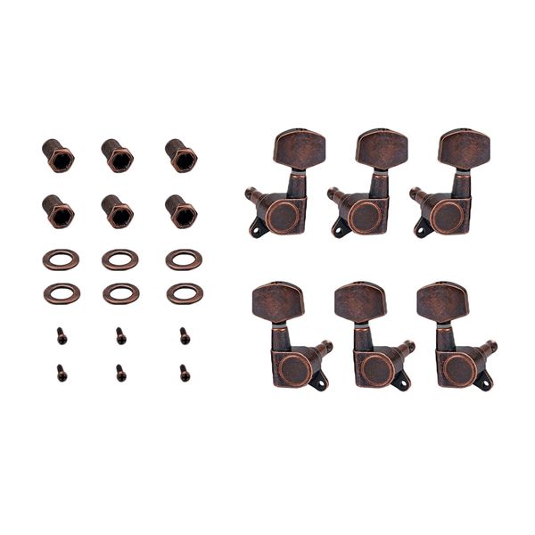 

1 set alloy copper electric guitar string tuning pegs keys tuners 3r+3l red bronze
