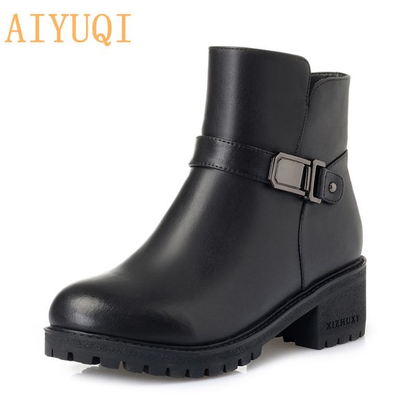 

snow boots women large size 41 42 43 australian wool winter boots women warm non-slip women's ankle natural cowhide, Black