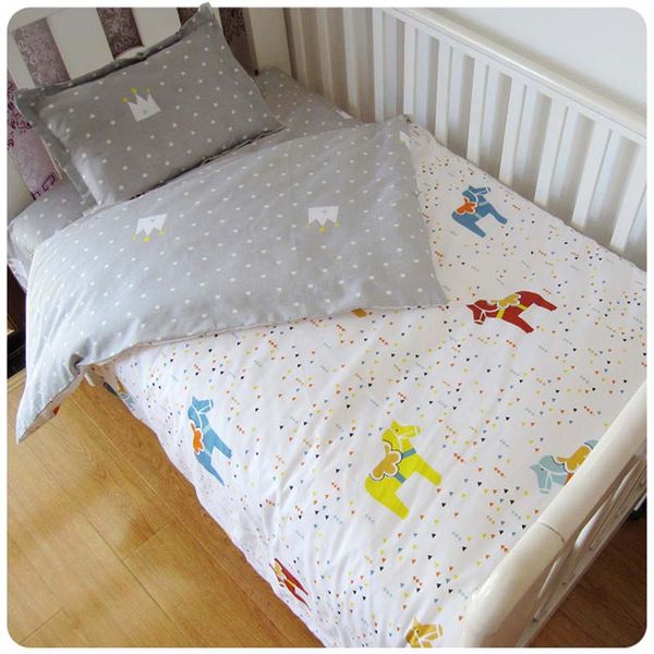 

100 cotton crib bed linen kit cartoon baby bedding set includes pillowcase bed sheet duvet cover without filler 3 pcs