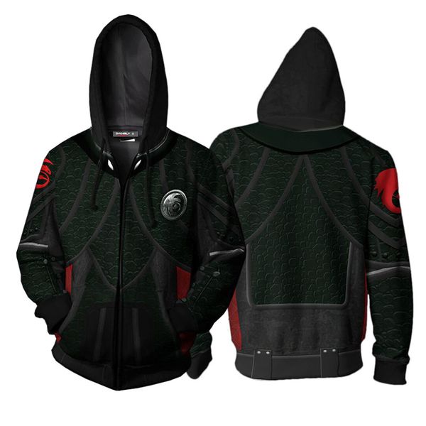 

3d printed hoodie how to train your dragon hooded clothes tracksuit zipper jacket sweatshirt hip hop streatwear coat s-5xl, Black