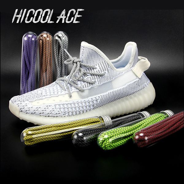 

2019 47" high light round reflective shoelaces runner 3m reflective shoe laces safety luminous glowing shoelace for v2, Black