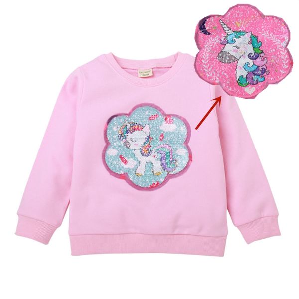 

winter girls sweater cute change color magic discoloration sequin paillettes pink unicorn sweatshirt for girls christmas gifts, Black