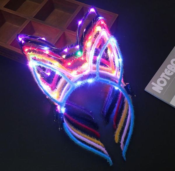 100 Stück LED-Licht bis leuchtendes Kaninchenohr-Stirnband, Hase, Frauen, Mädchen, blinkende Kopfbedeckung, Ostern, Cosplay, Anzieh-Requisiten, Haarband SN3446