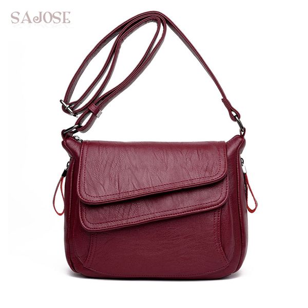 

women leather simple handbag red shoulder bag sac a main femme luxury designer lady messenger bags drop shipping