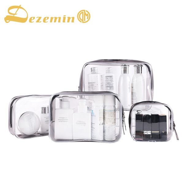 

dezemin transparent clear plastic toiletry bags makeup pouch 4 sizes for various things