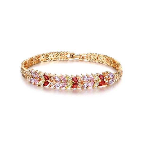 

new european and american kc gold colorful diamond zircon bracelet crystal bracelet ladies, Golden;silver