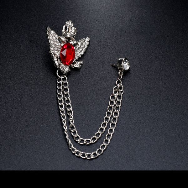 

fashion men's suit collar chain brooch korean style metal medal badge chain, Gray