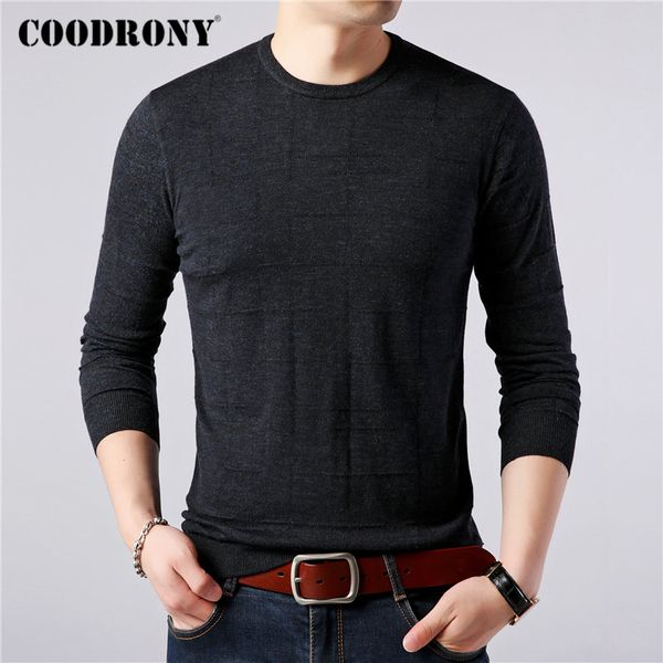 

coodrony brand sweater men casual o-neck pull homme knitwear cotton wool pullover men autumn winter warm cashmere sweaters 91085, White;black