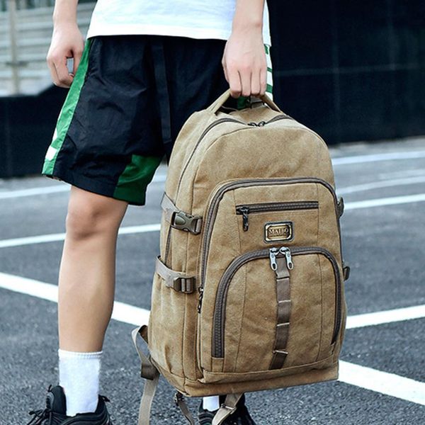 

casual outdoor storage zipper climbing camping hiking mountaineering cycling travel sports canvas large capacity backpack