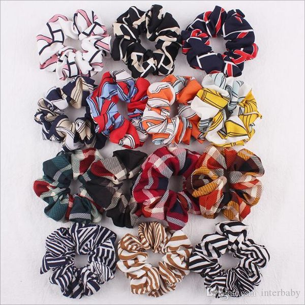 

scrunchy hairbands scrunchie ponytail headband striped hair holder rope plaid headdress rubber band houndstooth hair accesorios yp4852, Slivery;white