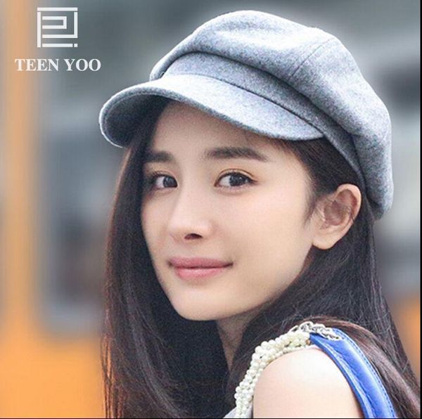 

2019 new fashion hats women hat elegant lady octagonal newsboy cap black felt hat women beret girls outdoor street warm caps, Blue;gray