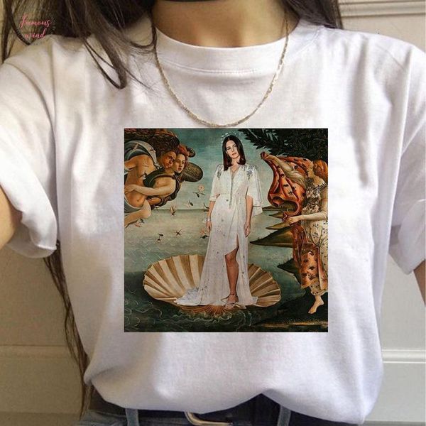 

womens aesthetic ullzang print tshirt girl 90s graphic korean tees female lana del rey harajuku t shirt women fans t shirt, White