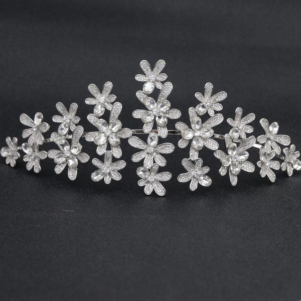 

2019 crystal cubic zirconia bridal wedding soft headband hairband tiara flower hair jewelry accessories thg006, Golden;white
