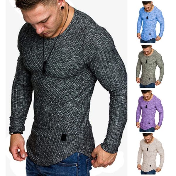 

solid color mens tshirts o neck long sleeve mens casual mens apparel, White;black