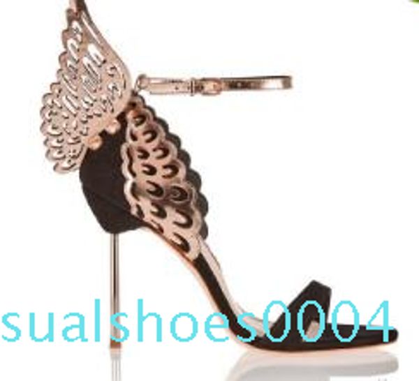 

sophia webster evangeline angel wing sandal plus genuine leather wedding pumps pink glitter shoes women butterfly sandals shoes cc4, Black