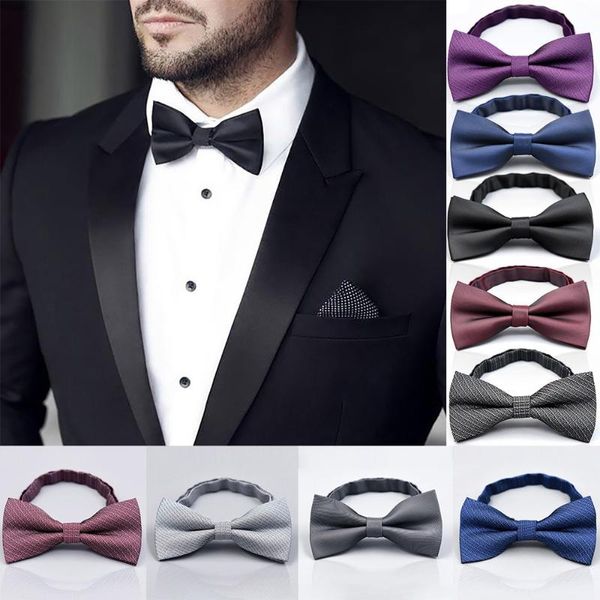 

2019 mens bow tie neck clip-on solid color double layer fancy dress wedding pre tied adjustable noeud papillon homme 50, Blue;white