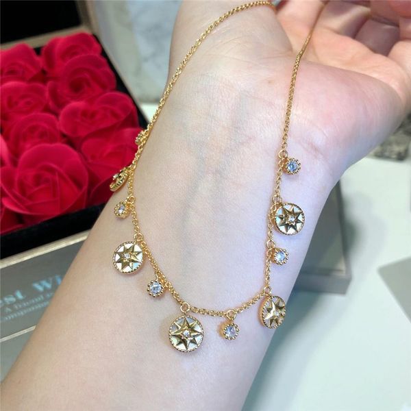 

rose gold necklaces female 925 sterling silver eight-pointed star compass necklaces designer rose des vents jewelry
