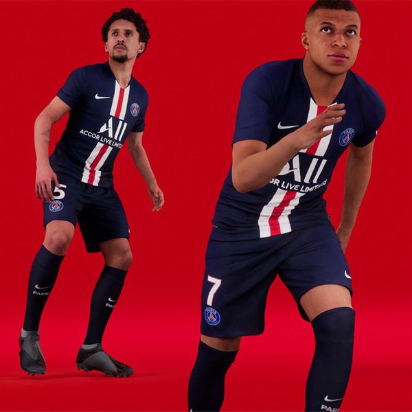 

19/20 psg season paris mbappe short sleeves kit 2019 2020 home away tracksuits soccer jersey cavani training suits verratti tshirt, Gray;blue