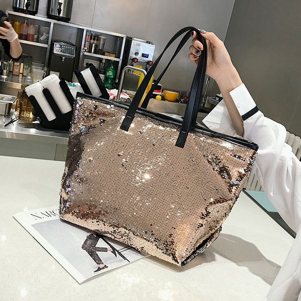 

colorful sequin beach handbag simple shoulder bag crystal tote female high capacity shopping bag women bags
