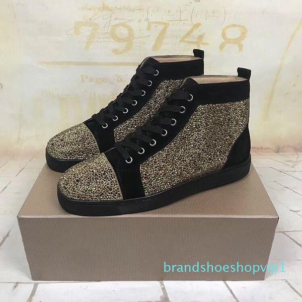 

new arrival mens womens black matter leather with black spikes high sneakers,designer men causal sports shoes drop shipping c09