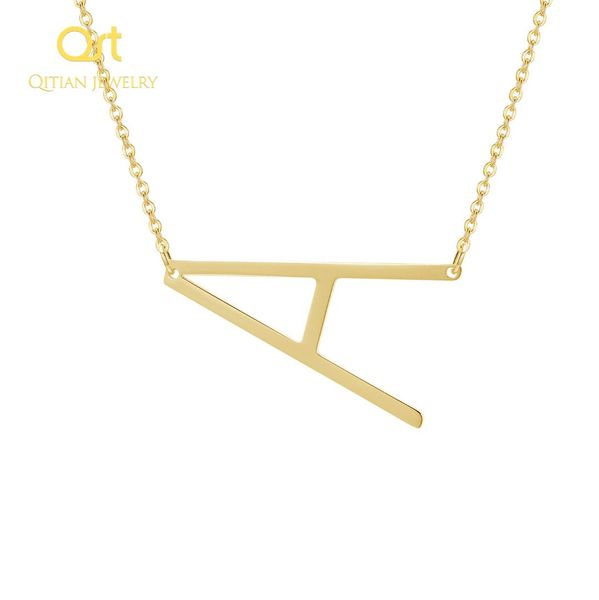 

initial necklaces minimalist gold rose gold silver color 26 a-z letter long big pendant necklace for women girl jewelry