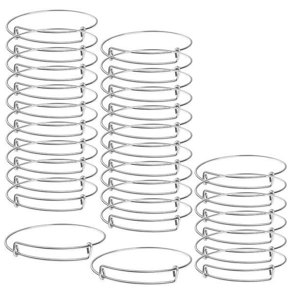 

100pcs expandable blank bangle bracelets adjustable wire bracelets for diy jewelry making silver color, Black