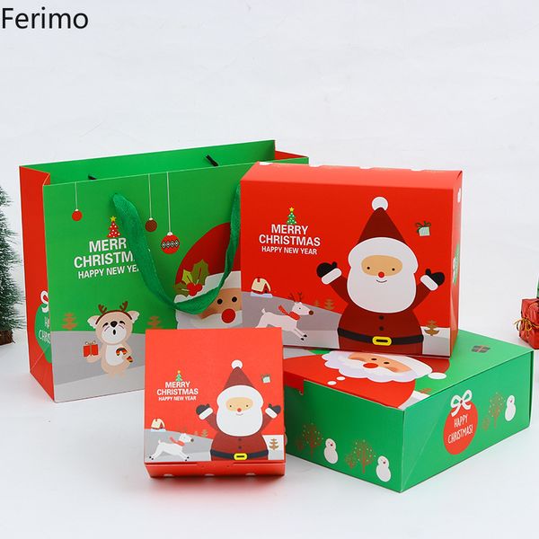 

ferimo 24pcs creative christmas gift box candy baking packages carton party favors santa claus gift bag with handle