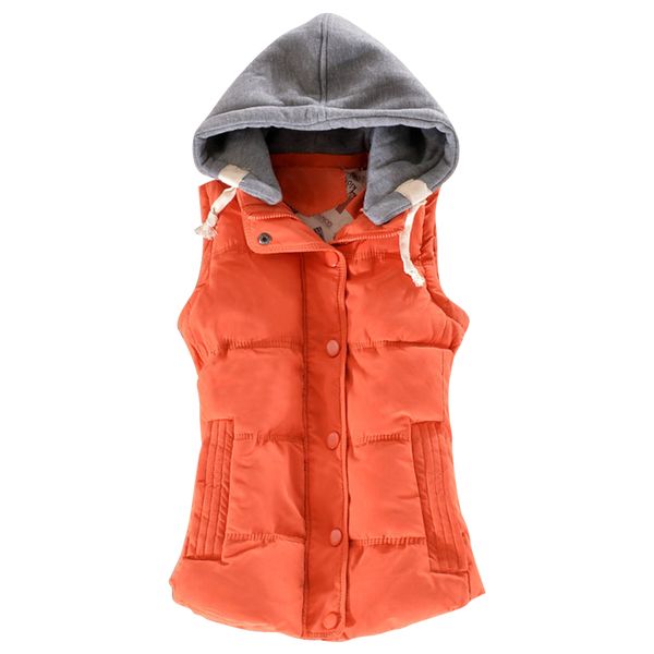 

wipalo 2019 new autumn winter solid women plus size slim vest cotton parkas jacket sleeveless hooded casual colete jacket m-6xl, Black;white