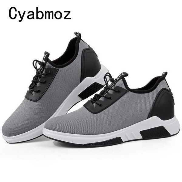 

fashion breathable light height increasing 7cm sneakers male for men casual shoes student walking trend popular elevator, Black