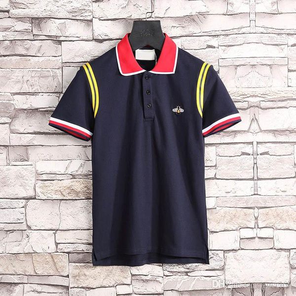 

2018 brand new luxury embroidery mens polos italy fashion poloshirt shirt high street snake little bee print polo t-shirt asian size 3xl, White;black
