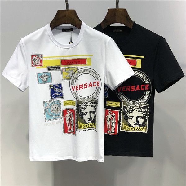 

2020ss весной и летом новый высококачественный хлопок печати короткий рукав круглый шею панель t-shirt размер: m--xl-xxl-xxxl цвет: черный, White;black