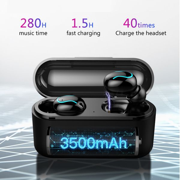 

wireless bluetooth 5.0 earphone tws headsets sport music earphones stereo headset with 3500 mah power bank for xiaomi ipho
