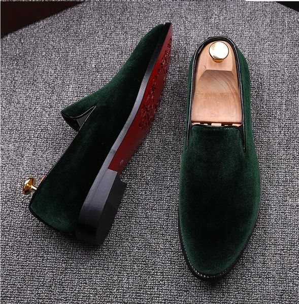 

vintage velvet men casual shoe summer green loafers breathable flats slippers mocassins red bottoms men shoe zapatos hombr size: eu39-44, Black