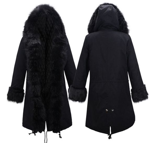 

fur coat european american long hat camouflage coat autumn winter fashion style new temperament jacket slim warm women's, Black
