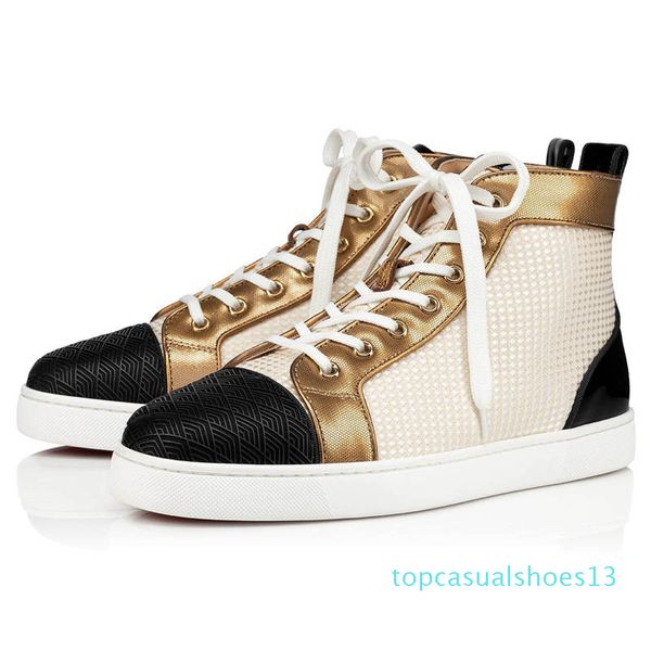 

new women casual shoes brand rivet studs flat shoes ace fashion designer sneaker lace-up high red bottom shoes luxury popular t13, Black