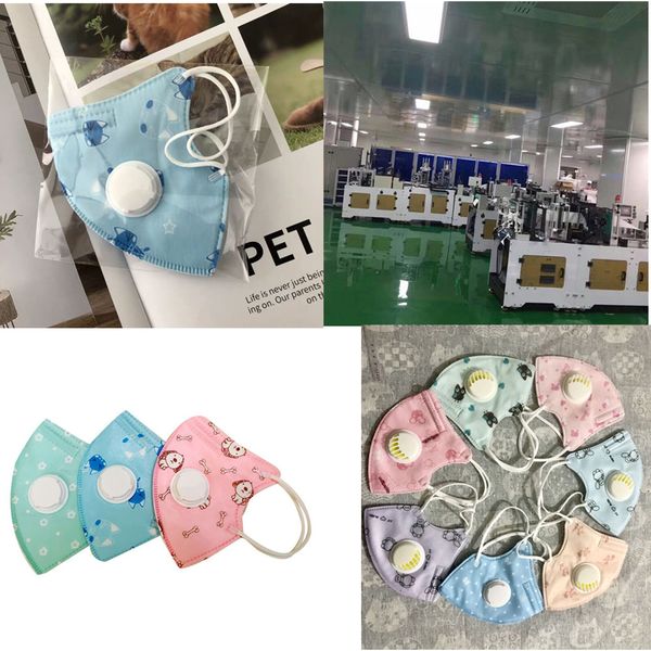 

mascherina kids mask children cartoon face masks active carbon filter breather valve pm2.5 anti virus haze dustproof protective mask