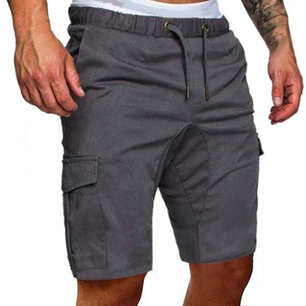 

casual shorts men summer solid color loose casual pockets pants 2019 drawstring waist short shorts masculino short homme, White;black