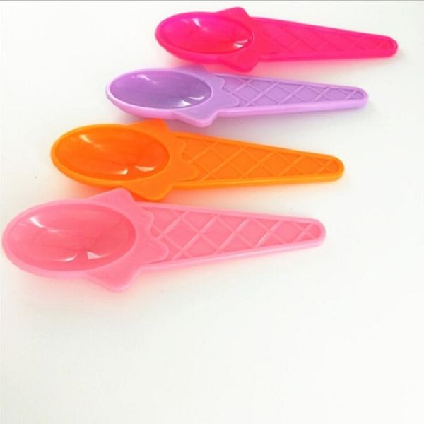 

6 patterns ice cream spoon plastic ps spoon tools for ice cream bowl children birthday party supplies only spoon